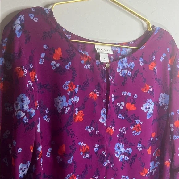 Ava & Viv Purple Floral Blouse - Picture 3 of 7
